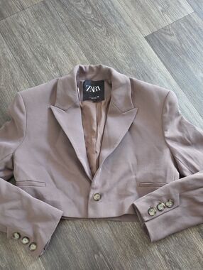 Zara Cropped Blazer in Mauve Taupe